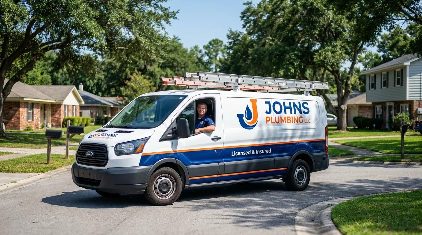 Johns Plumbing LLC service van in Gettysburg, SD