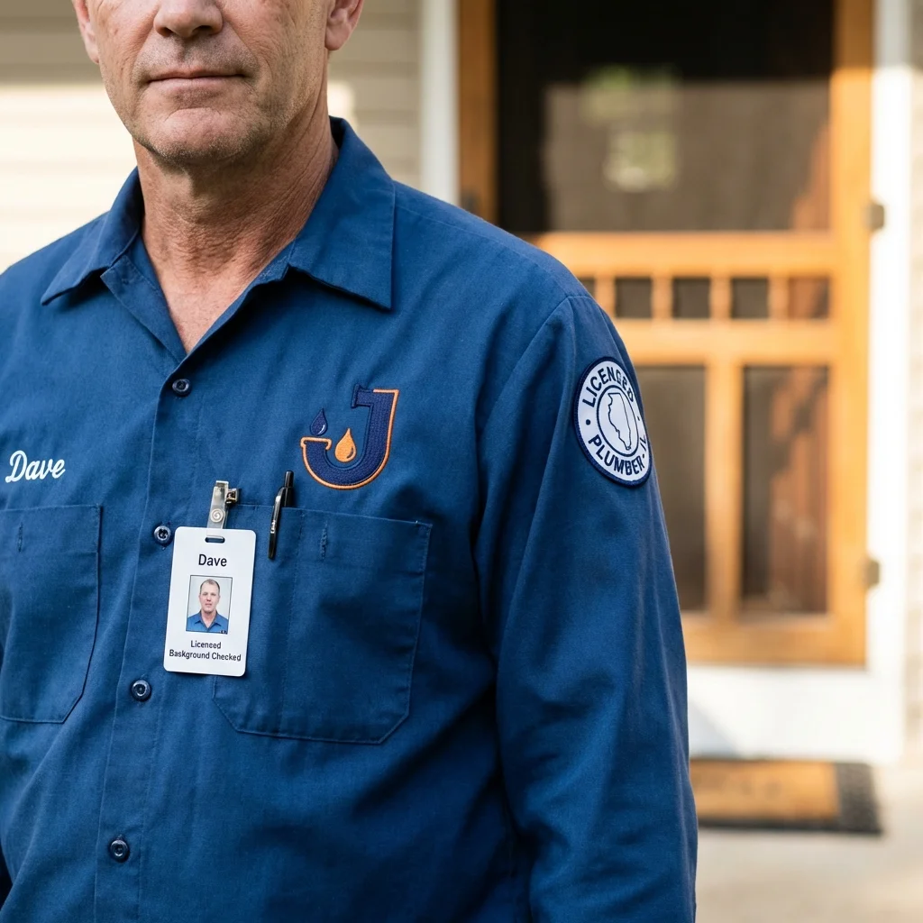 Licensed plumber showing ID badge in Gettysburg, SD