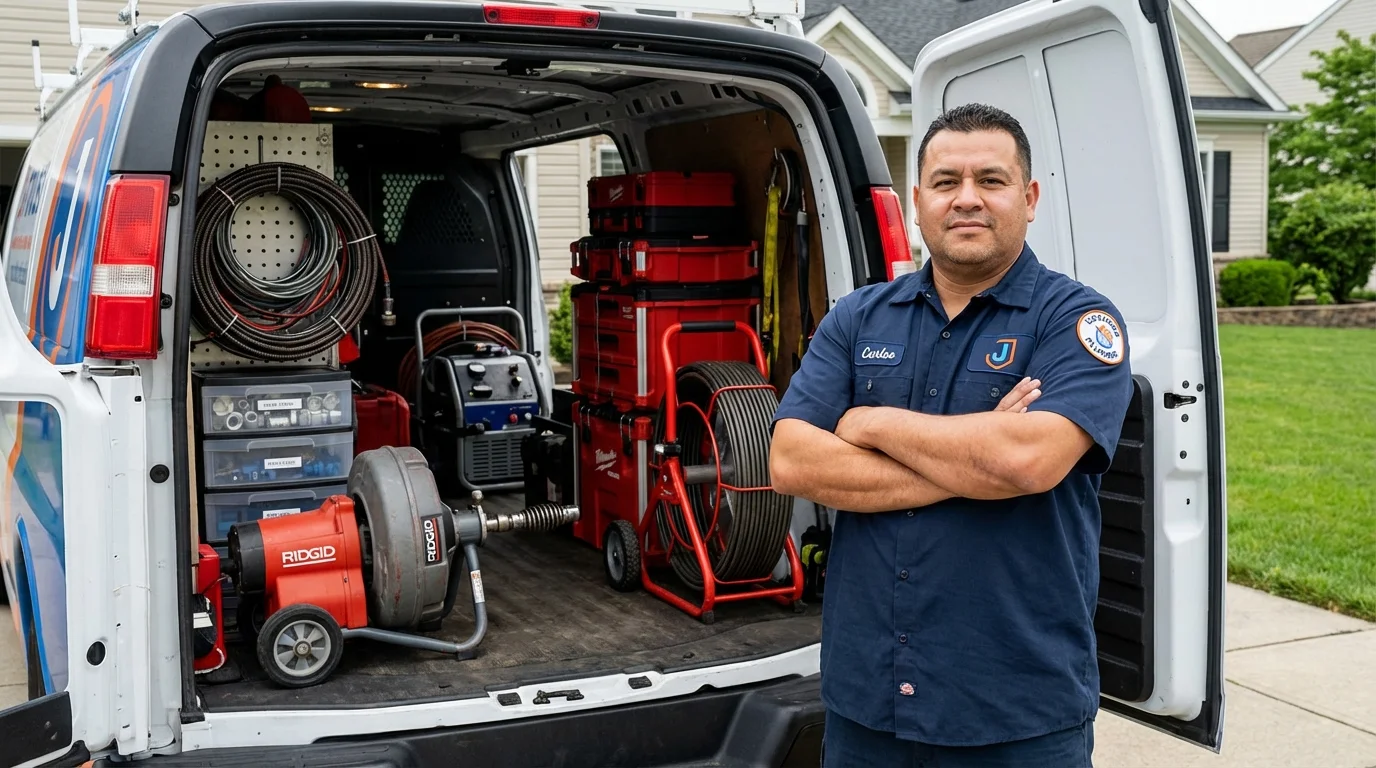Professional drain cleaning equipment and Johns Plumbing LLC plumber in Gettysburg