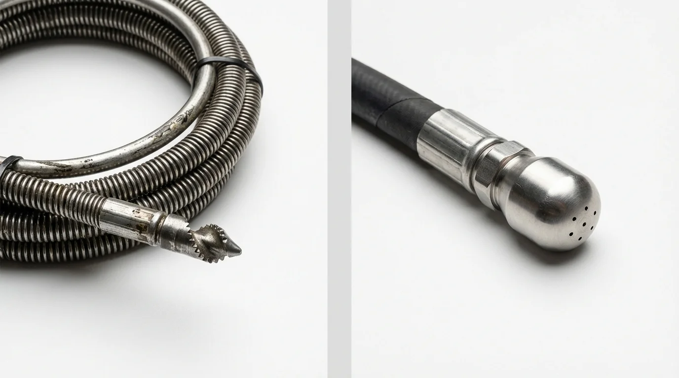 Drain snake cable and hydro jetting nozzle used for drain cleaning in Gettysburg, SD