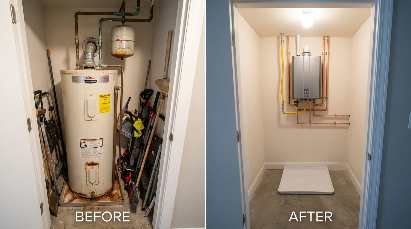 Tank water heater versus wall-mounted tankless unit comparison for Gettysburg, SD homeowners